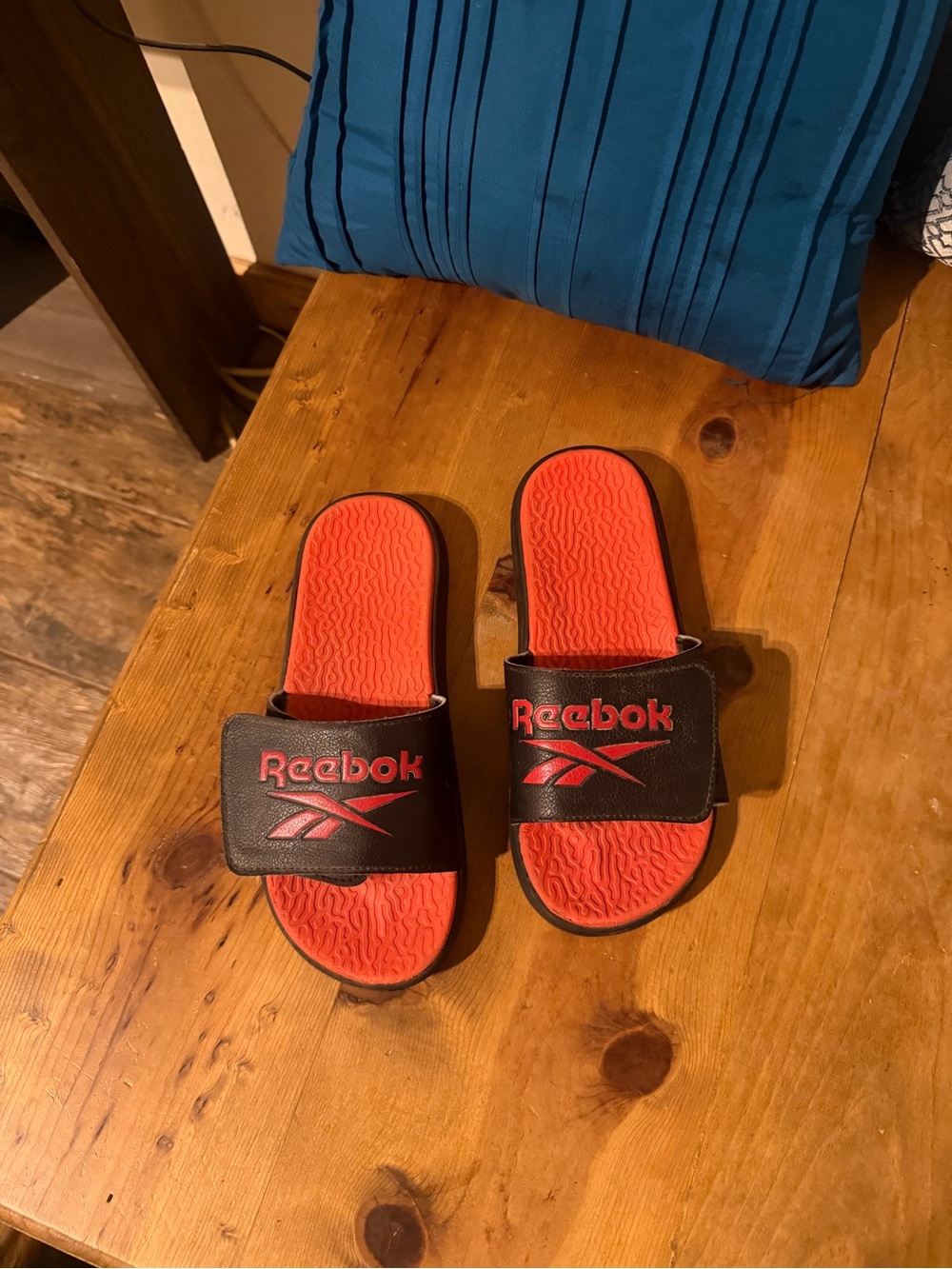 Reebok Black and Red Slide Sandals